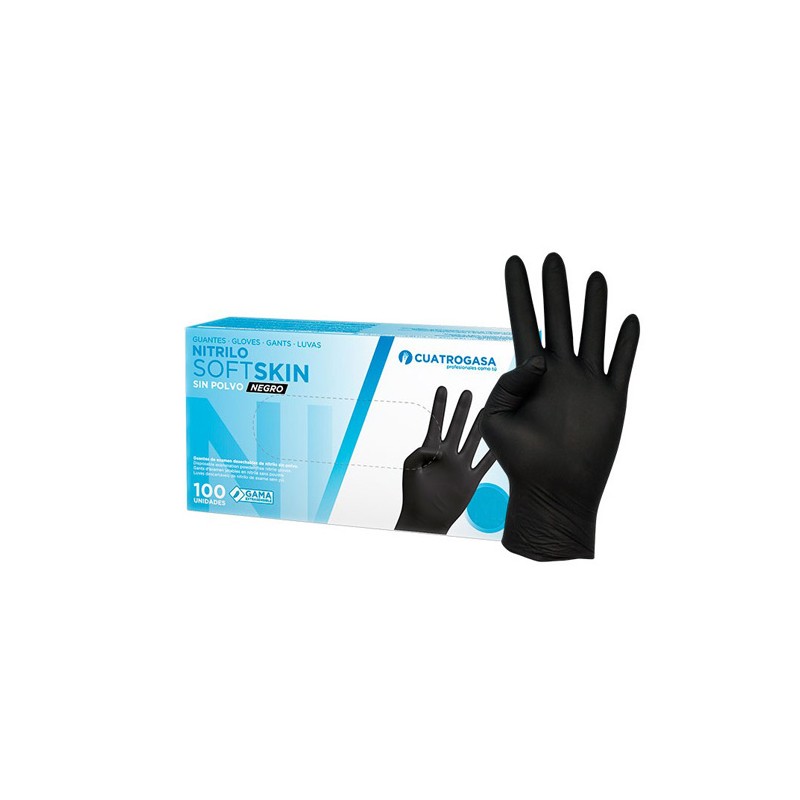 Guantes De Nitrilo Negros Cuatrogasa 100 uds-sorci