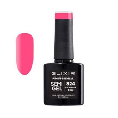 Esmalte Permanente De Uñas Elixir Semi Gel Nº 824 Fluorescent Pink-Sorci