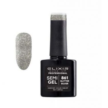 Esmalte Permanente De Uñas Elixir Semi Gel Nº 861 Glitter Silver-Sorci