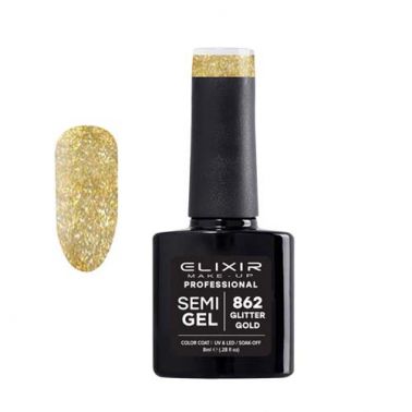 Esmalte Permanente De Uñas Elixir Semi Gel Nº 862 Glitter Gold-Sorci