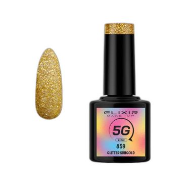 Esmalte Permanente De Uñas Elixir Semi Gel Nº 859 Glitter Sungold - sorci